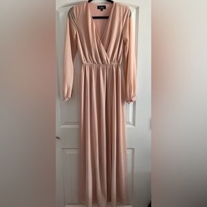 Lulu’s Wondrous Water Lilies Blush Pink Maxi Dress S